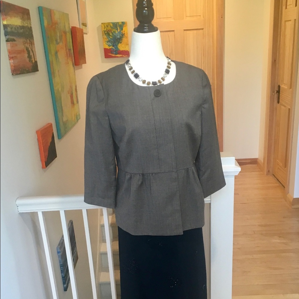 J. Crew Gray Suiting Peplum Blazer